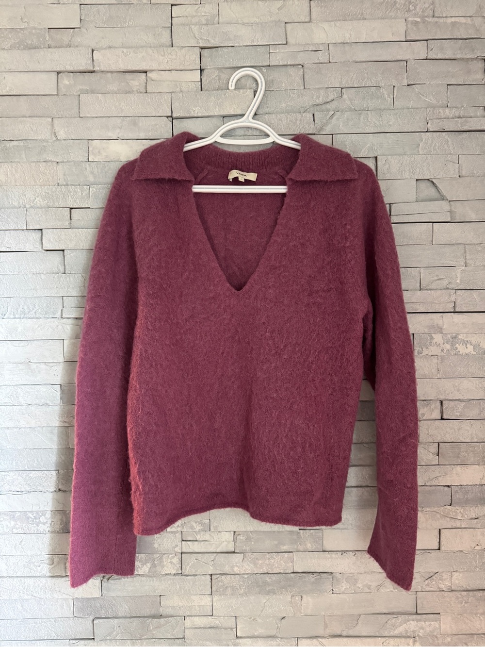Alpaca/Wool Vince Collared V-Neck sweater